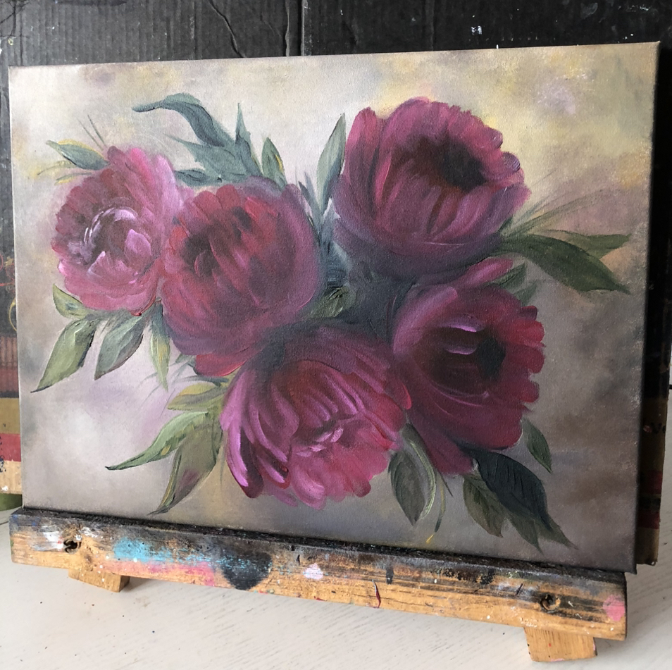 Peonies again) - My, Author's painting, Painting, Painting, Canvas, Oil painting, Peonies, Longpost