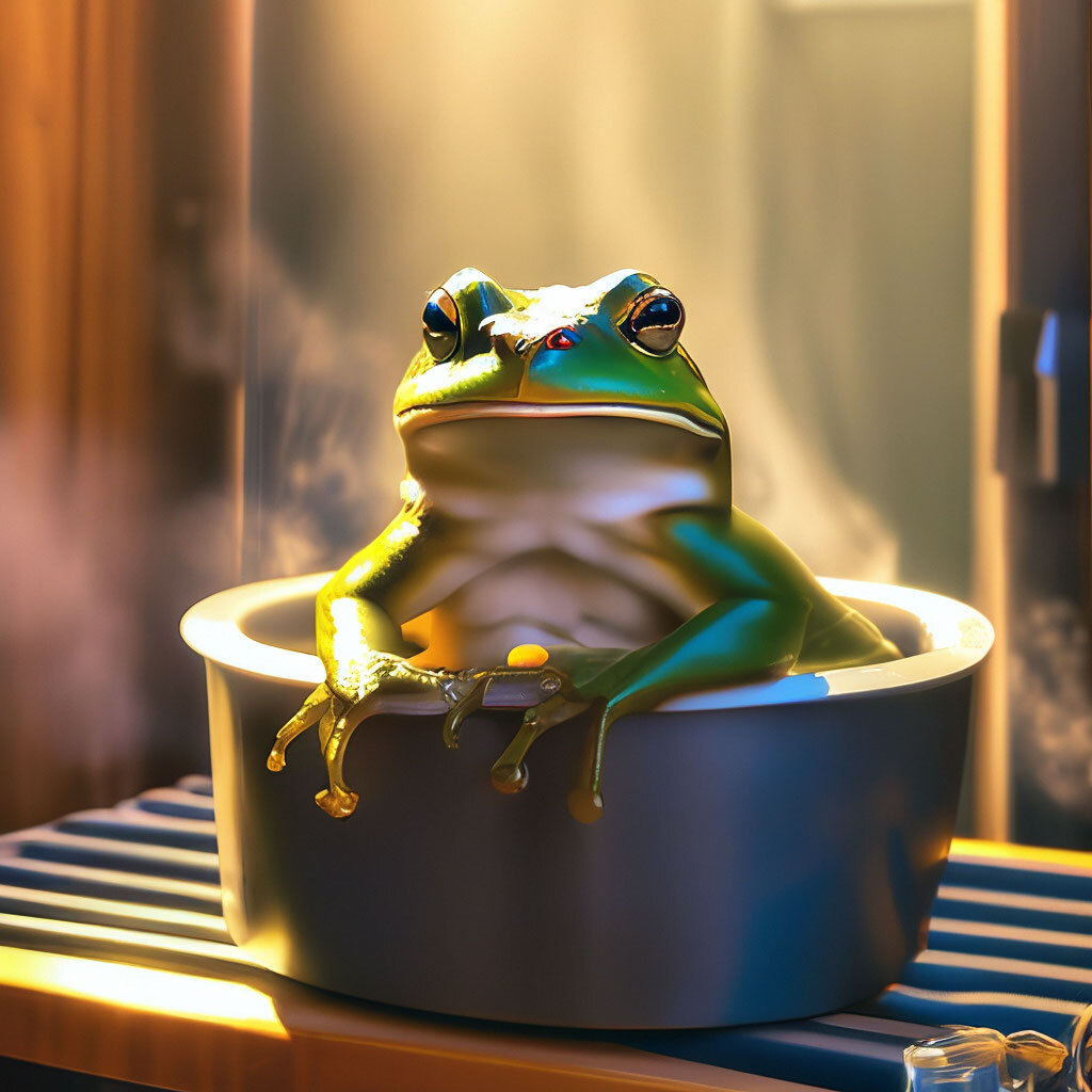 Will a frog jump out of water that is slowly heated? - Short post, Wednesday, It Is Wednesday My Dudes, Picture with text