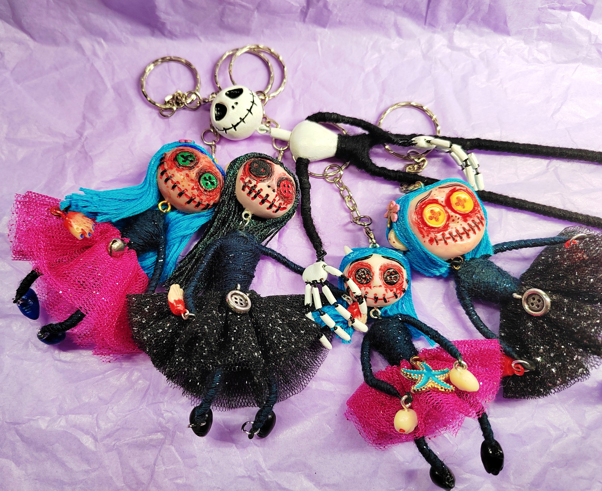 Keychains - My, Handmade, Needlework without process, Creation, Art, Presents, New Year, Doll, Keychain, Art, Crafts, Miniature, Mixed media