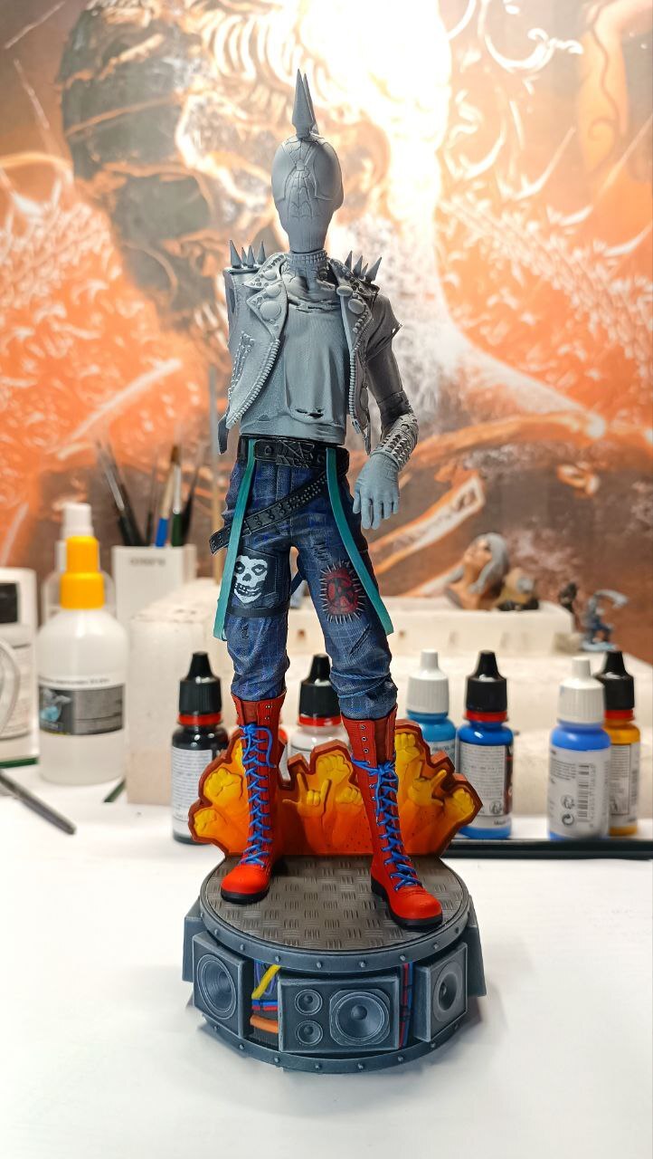 Spider Punk - My, Painting, 3D печать, 3D printer, Figurines, 3D, Spider, Painting, Spiderman, Marvel, Painting miniatures, Punks, Punk rock, Longpost