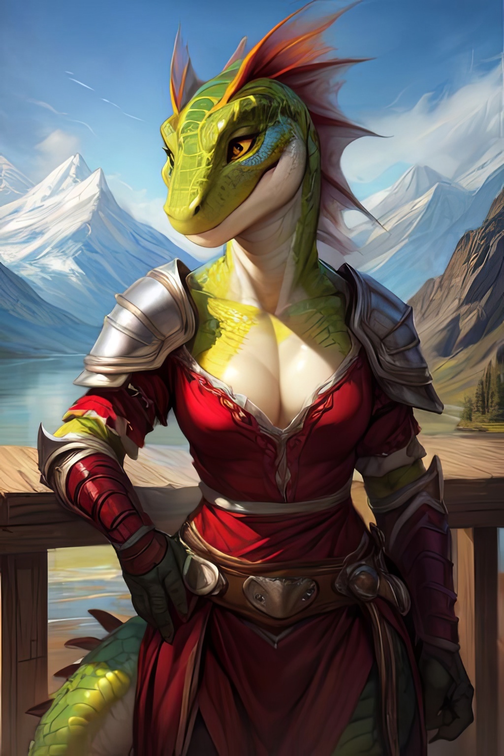 Фурри арт от Wolfmks #342 beauties of the black marsh - Моё, Арты нейросетей, Фурри, Furry Art, Furry lizard, The Elder Scrolls V: Skyrim, Аргониане, Обои на телефон, Длиннопост