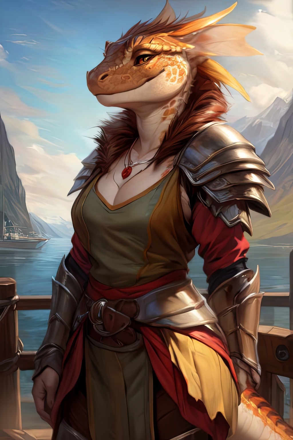 Фурри арт от Wolfmks #342 beauties of the black marsh - Моё, Арты нейросетей, Фурри, Furry Art, Furry lizard, The Elder Scrolls V: Skyrim, Аргониане, Обои на телефон, Длиннопост