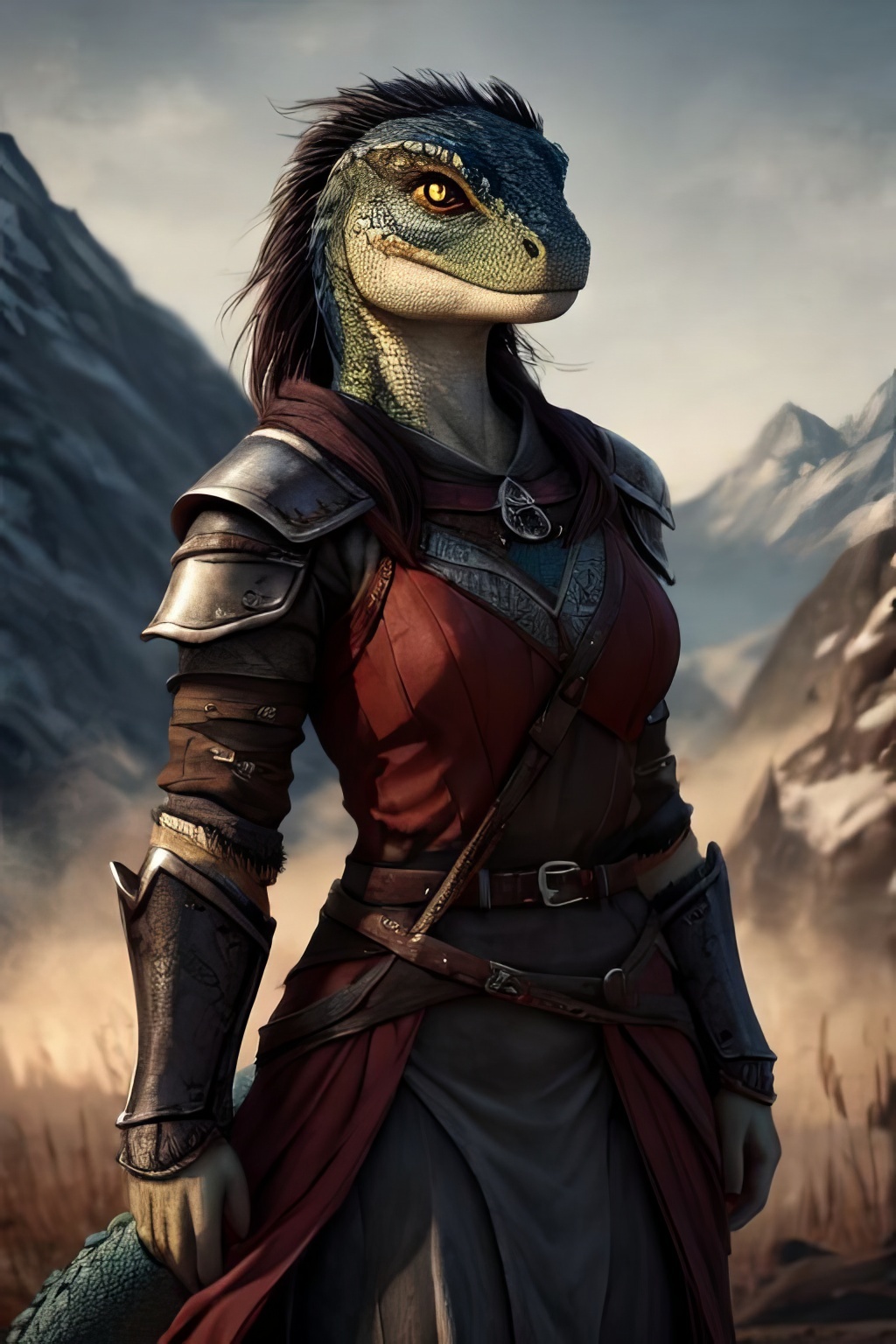 Фурри арт от Wolfmks #342 beauties of the black marsh - Моё, Арты нейросетей, Фурри, Furry Art, Furry lizard, The Elder Scrolls V: Skyrim, Аргониане, Обои на телефон, Длиннопост