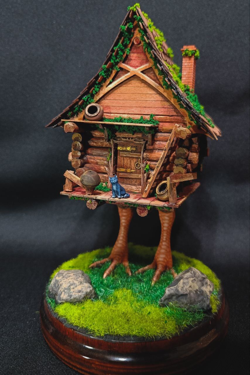 Post #12131075 - My, Hobby, Modeling, Wooden house, Tree, Painting, Painting miniatures, Stand modeling, Scale model, Miniature, Longpost