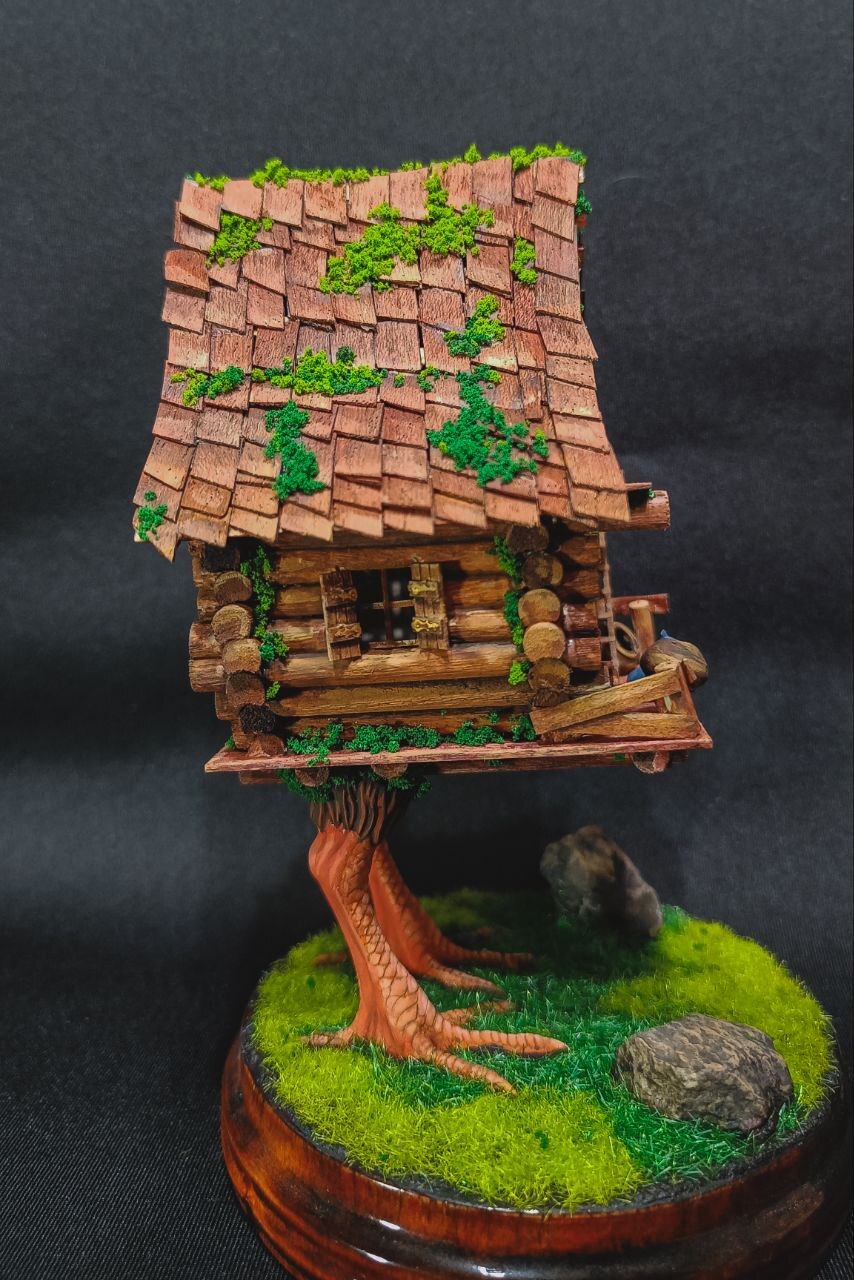 Post #12131075 - My, Hobby, Modeling, Wooden house, Tree, Painting, Painting miniatures, Stand modeling, Scale model, Miniature, Longpost