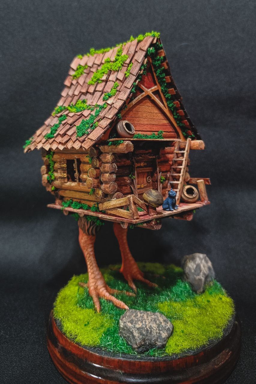 Post #12131075 - My, Hobby, Modeling, Wooden house, Tree, Painting, Painting miniatures, Stand modeling, Scale model, Miniature, Longpost