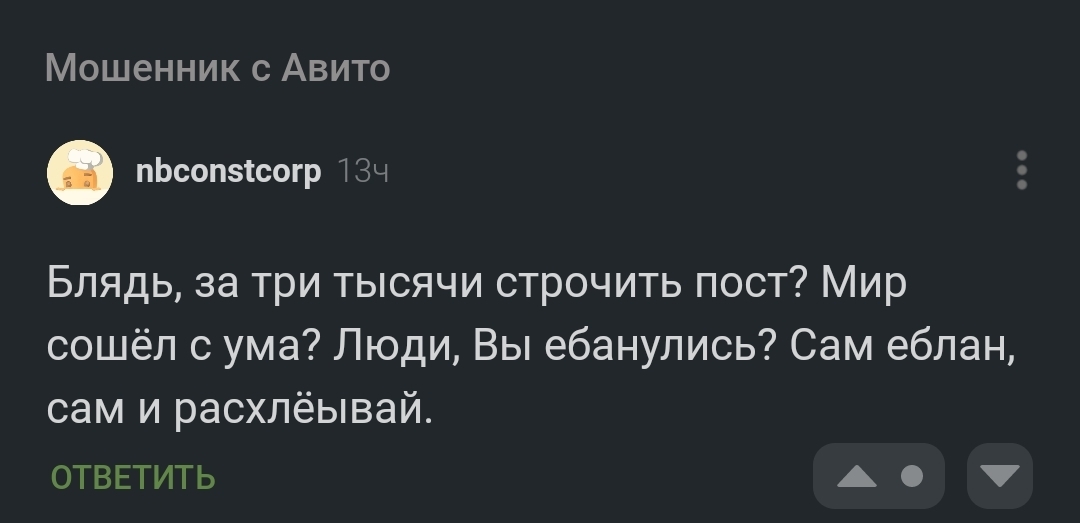 Давайте разбираться - Моё, Авито, Обман, Мат, Сила Пикабу, Комментарии, Скриншот, Длиннопост, Негатив, Комментарии на Пикабу