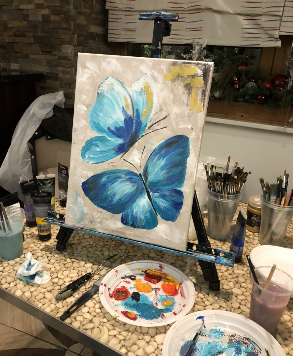 Post #12136622 - My, Author's painting, Painting, Painting, Canvas, Acrylic, Butterfly, Longpost