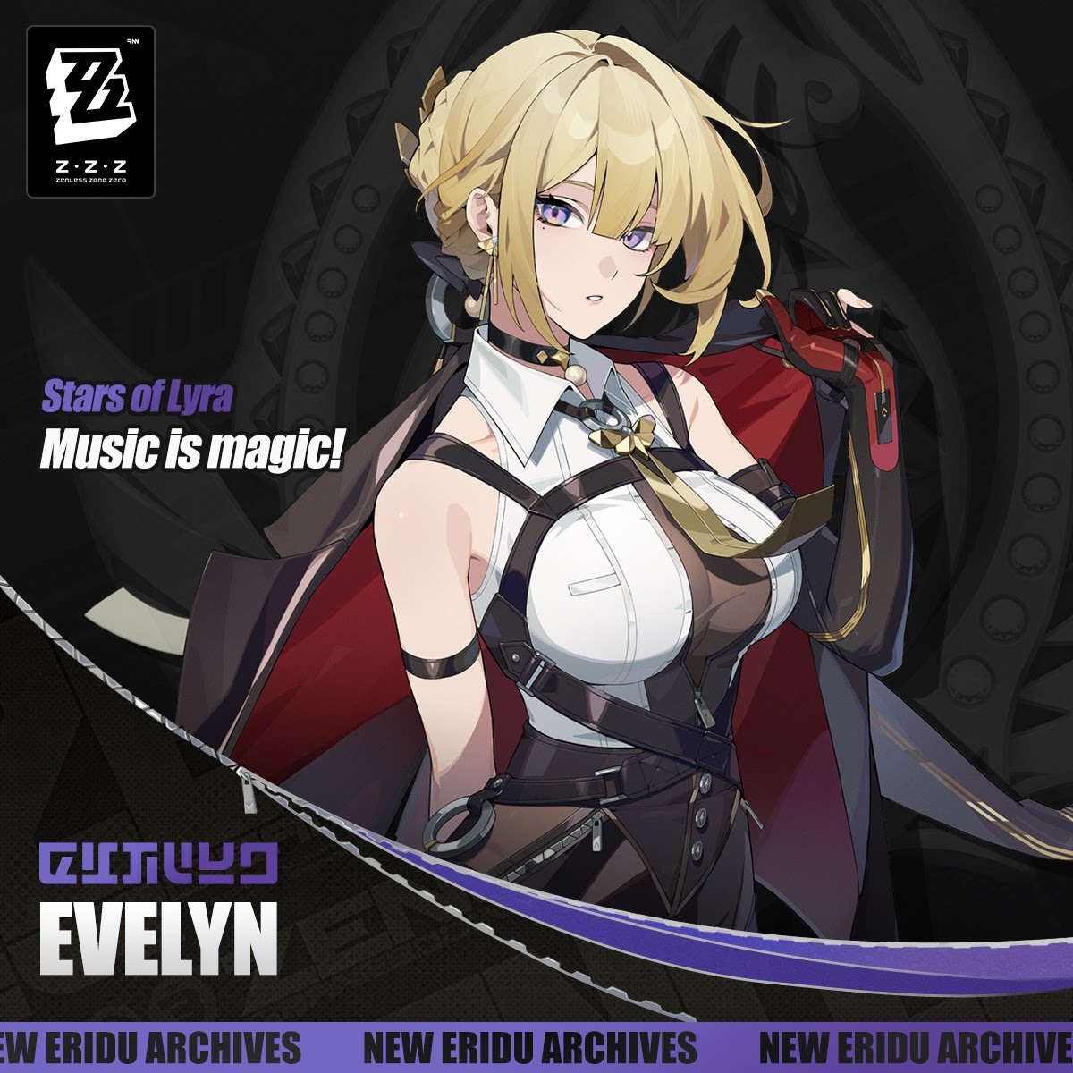 Evelyn Chevalier #001 - Аниме, Anime Art, Zenless Zone Zero, Девушки, Чокер, Родинки, Серьги, Галстук, Ремень, Блондинка, Видео, Вертикальное видео, Evelyn Chevalier (zzz)