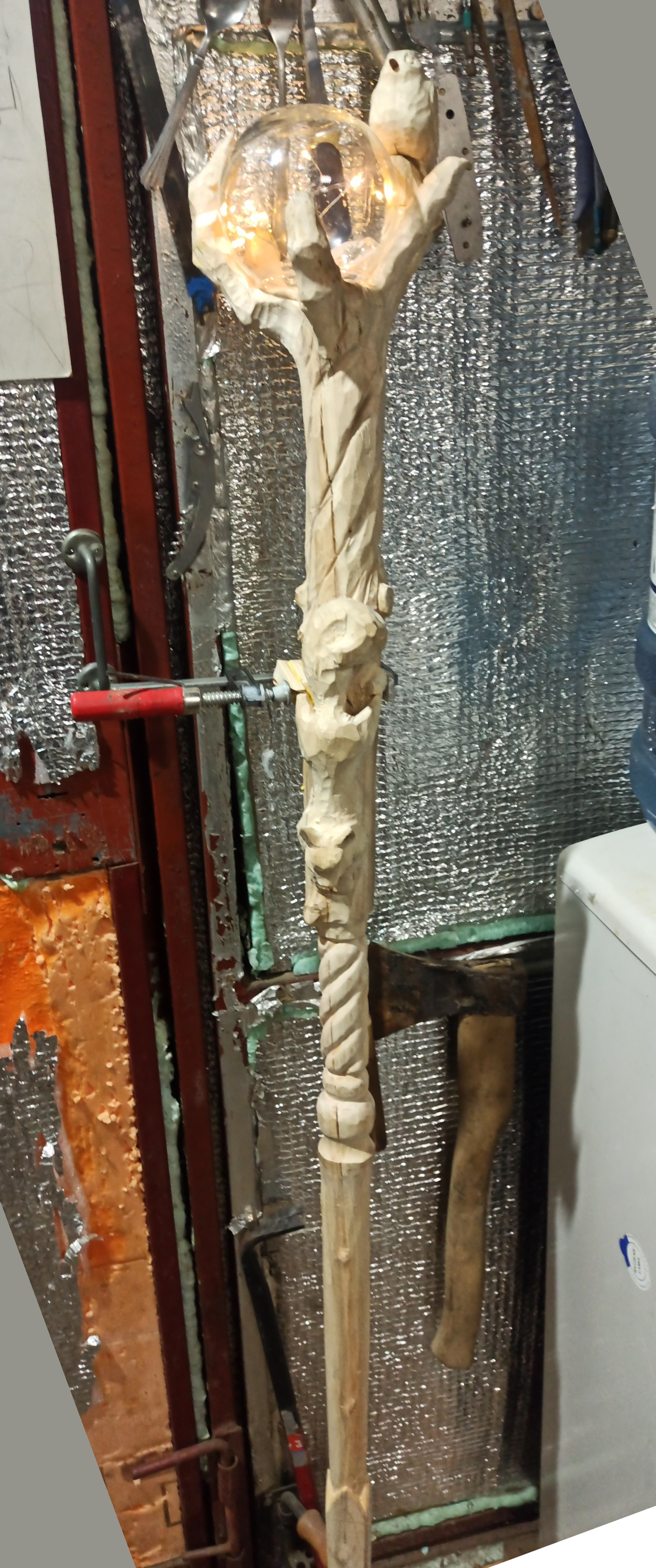 Wood carving. Winter Wizard's Staff - My, Wood carving, Handmade, Wood products, Staff, Crafts, Woodworking, Longpost