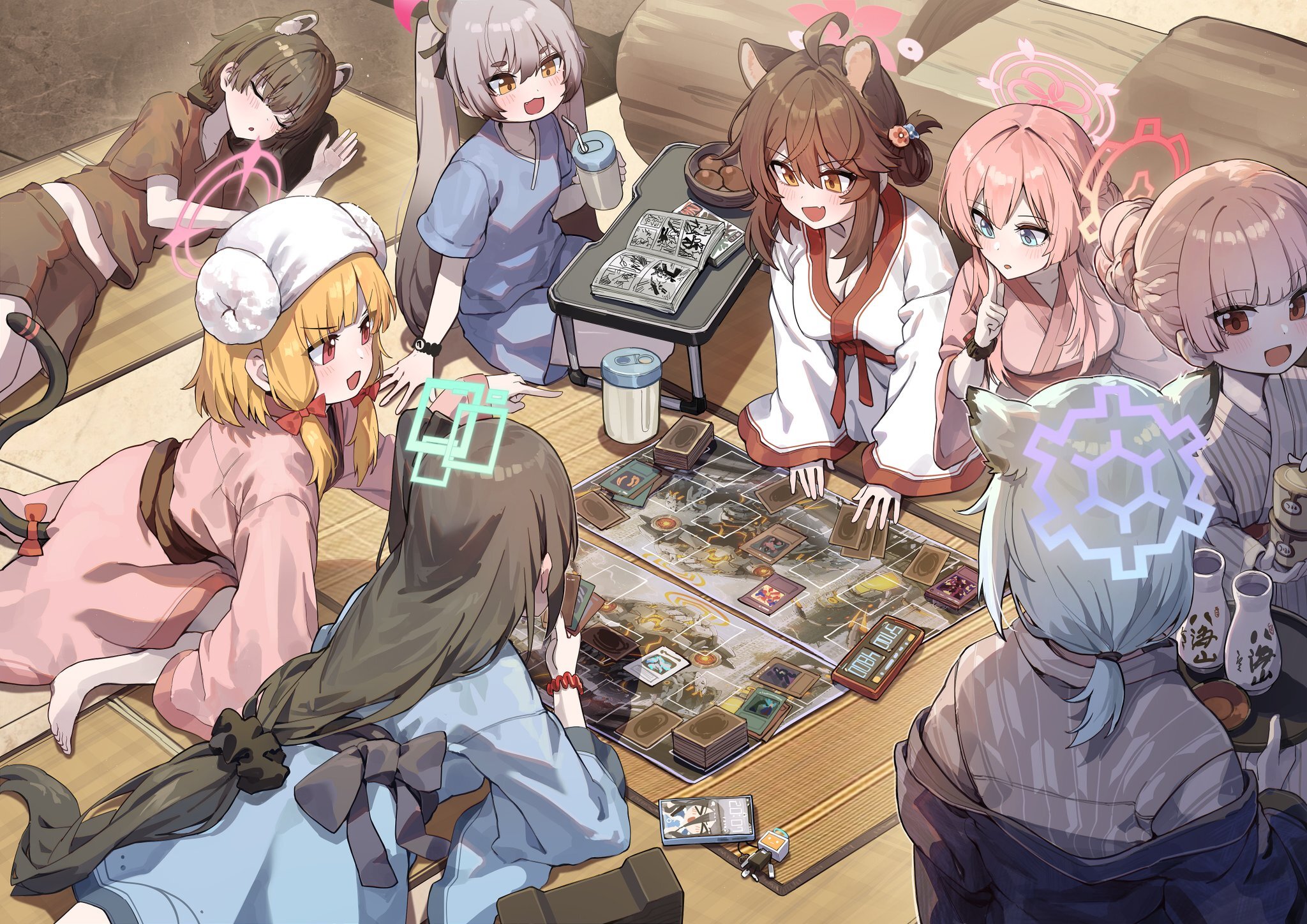 Board game battle - Anime art, Anime, Girls, Games, Blue archive, Saiba Momoi, Mayoi Shigure, Animal ears, Kasuga Tsubaki, Tendou Alice, Mizuha Mimori, Board games, Tail, Kokukyukeo, Isami Kaede, Amami Nodoka, Chidori Michiru