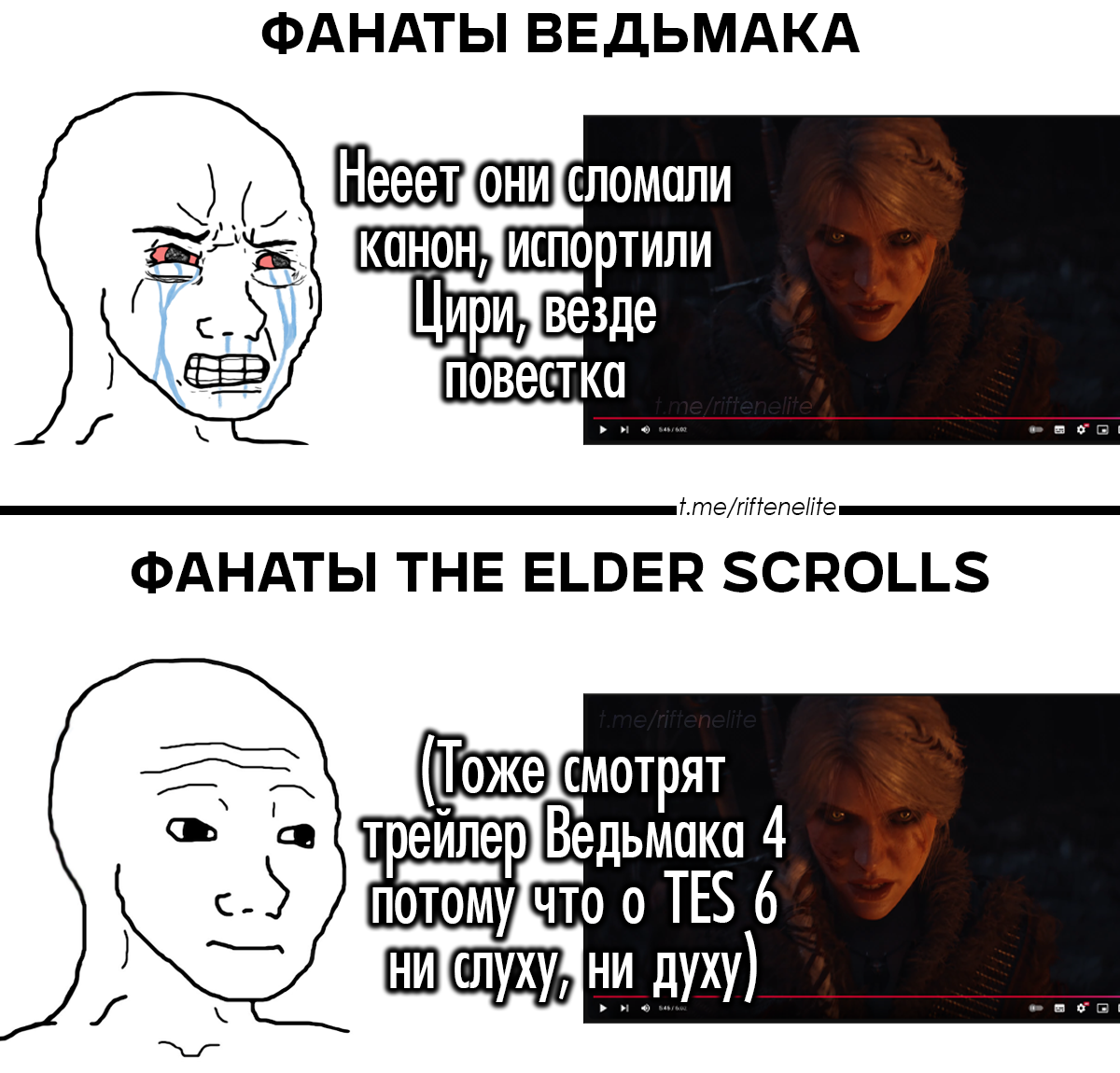 TES fans have already managed to grow old - My, The elder scrolls, Memes, Bethesda, RPG, Game humor, Witcher, Ciri, The Elder Scrolls VI