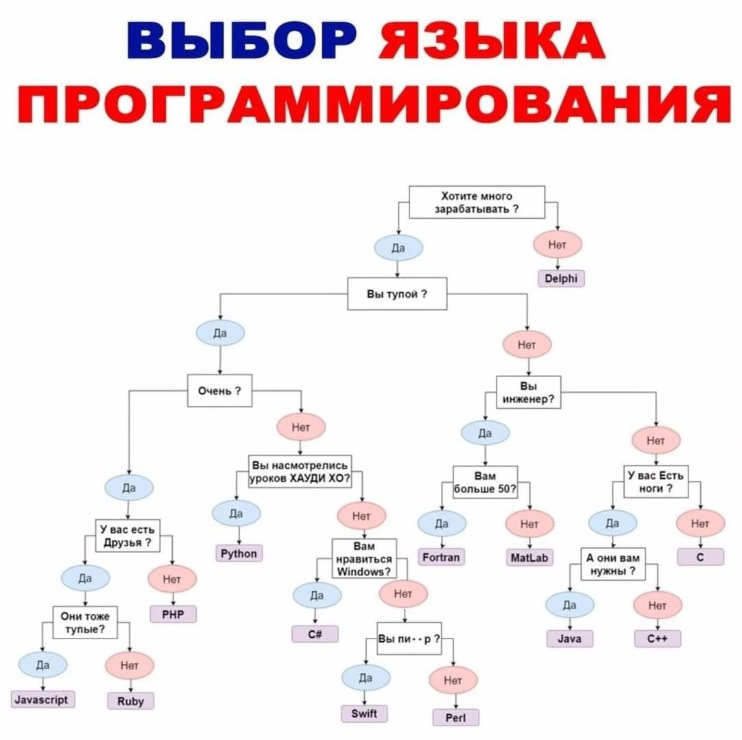 Гайд на чем вкатываться в IT - IT, IT юмор, Языки программирования, Картинка с текстом, Блок-Схема, Повтор