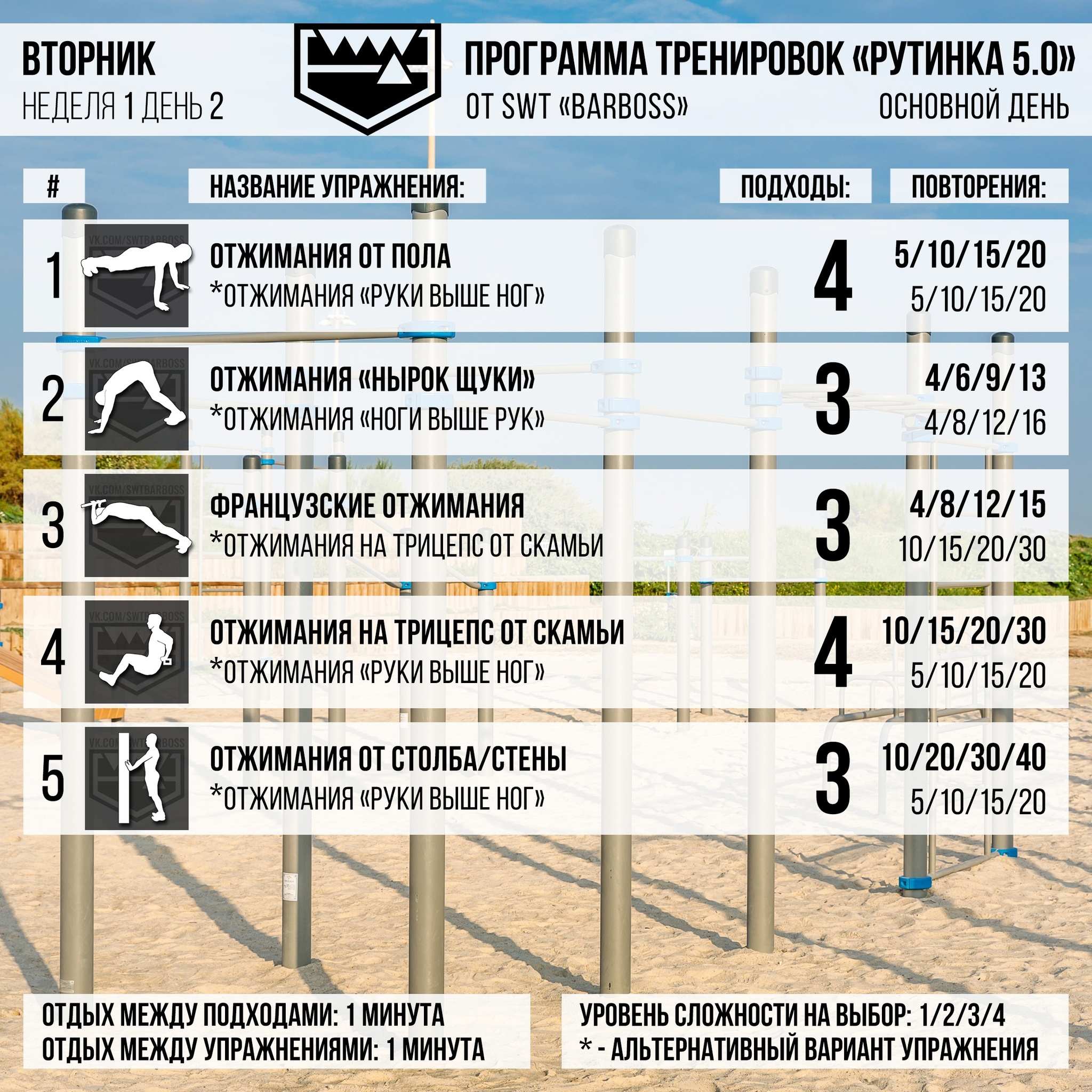 Training program Routine - My, Workout, Workout, Exercises, Horizontal bar, Pull-ups, Push ups, Squats, Training program