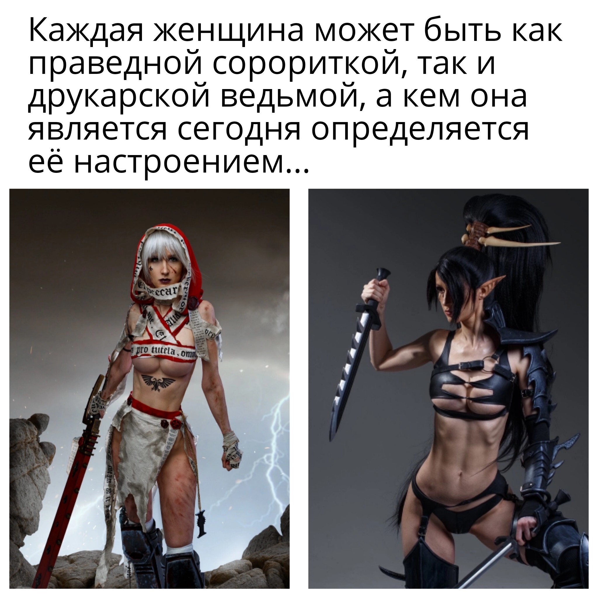 Two sides of one lady - Cosplay, Adepta Sororitas, Drukhari, Warhammer, Warhammer 40k, Wh humor, VKontakte (link), Picture with text