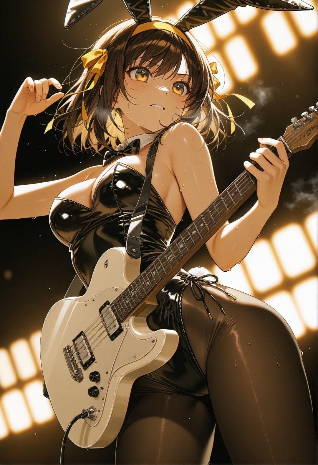 God Knows - Аниме, Anime Art, Девушки, Suzumiya Haruhi no Yuuutsu, Suzumiya Haruhi, Bunnysuit, Bunny Ears, Гитара, Выступление