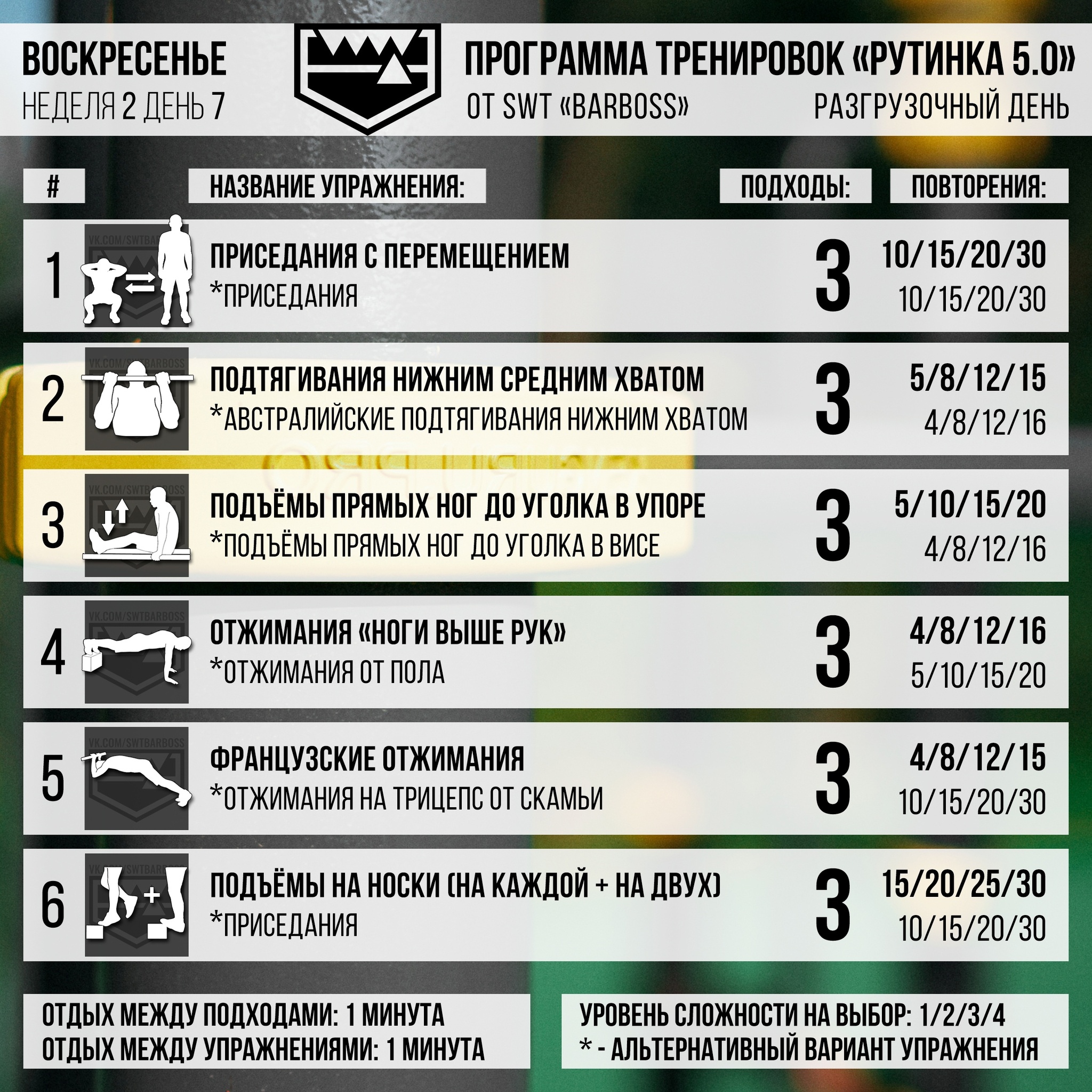 Программа тренировок «Рутинка» - Моё, Воркаут, Тренировка, Упражнения, Турник, Подтягивания, Отжимания, Приседания, Программа тренировок