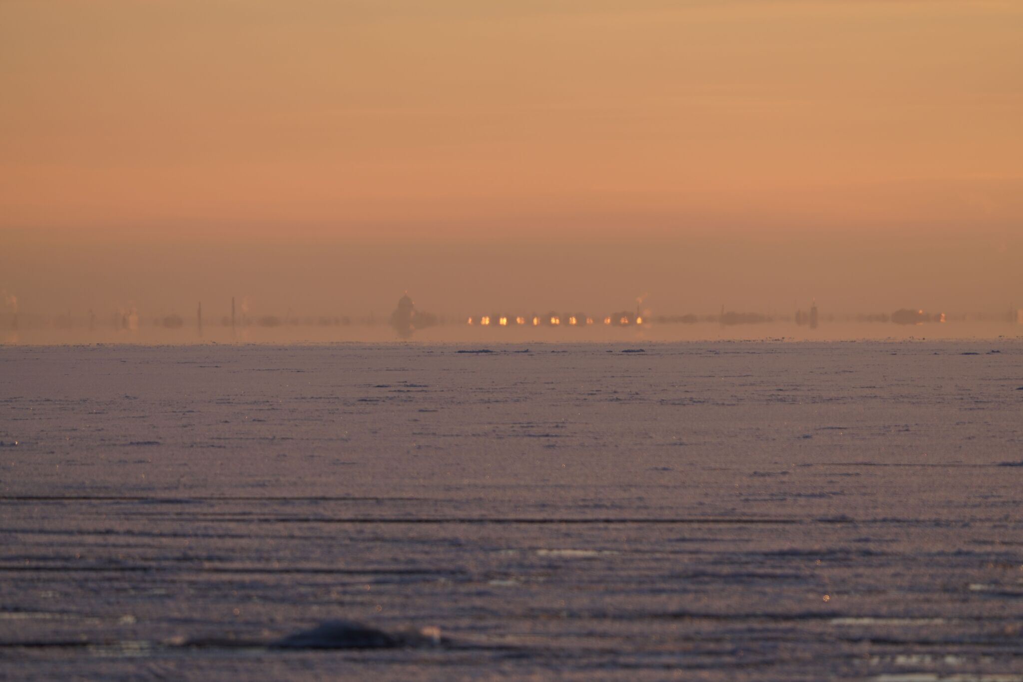 Mirages of the Gulf of Finland...December - My, The photo, Saint Petersburg, Sunset, The Gulf of Finland, Longpost