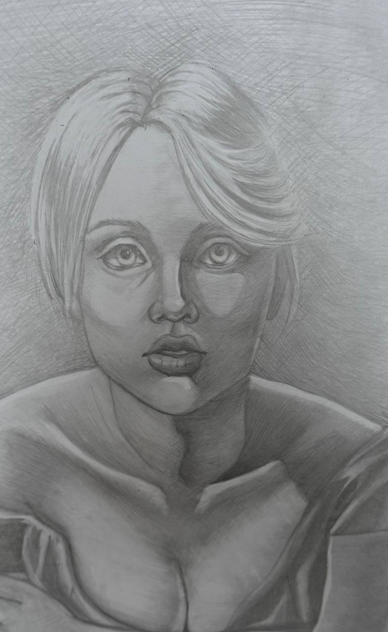 Portrait of a girl - My, Portrait, Pencil drawing, Beginner artist