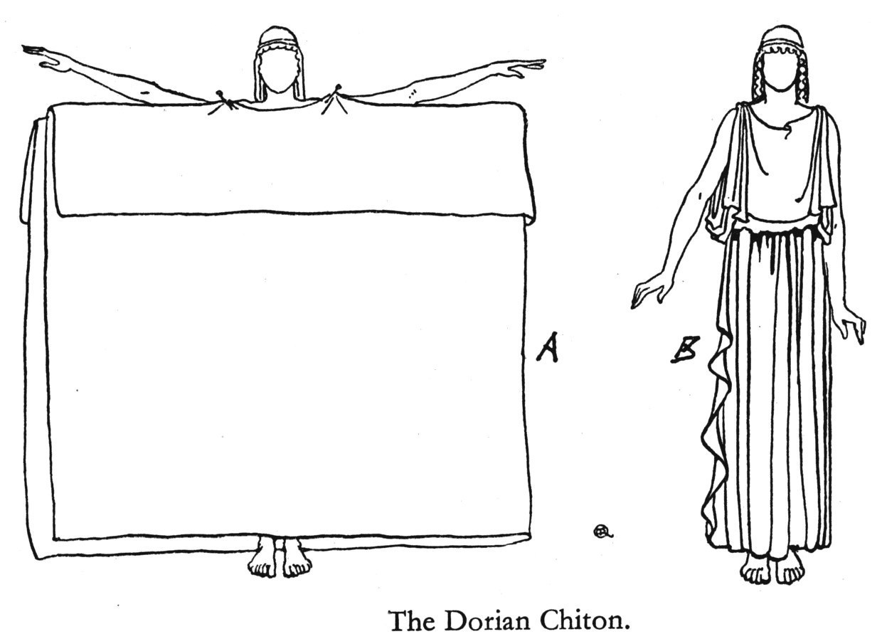Женские хитоны ионийского и дорийского типа наглядно. А также мужские экзомис и хламида - Арт, История (наука), Древняя Греция, Эллада, Эллины, Одежда, Античность, Длиннопост