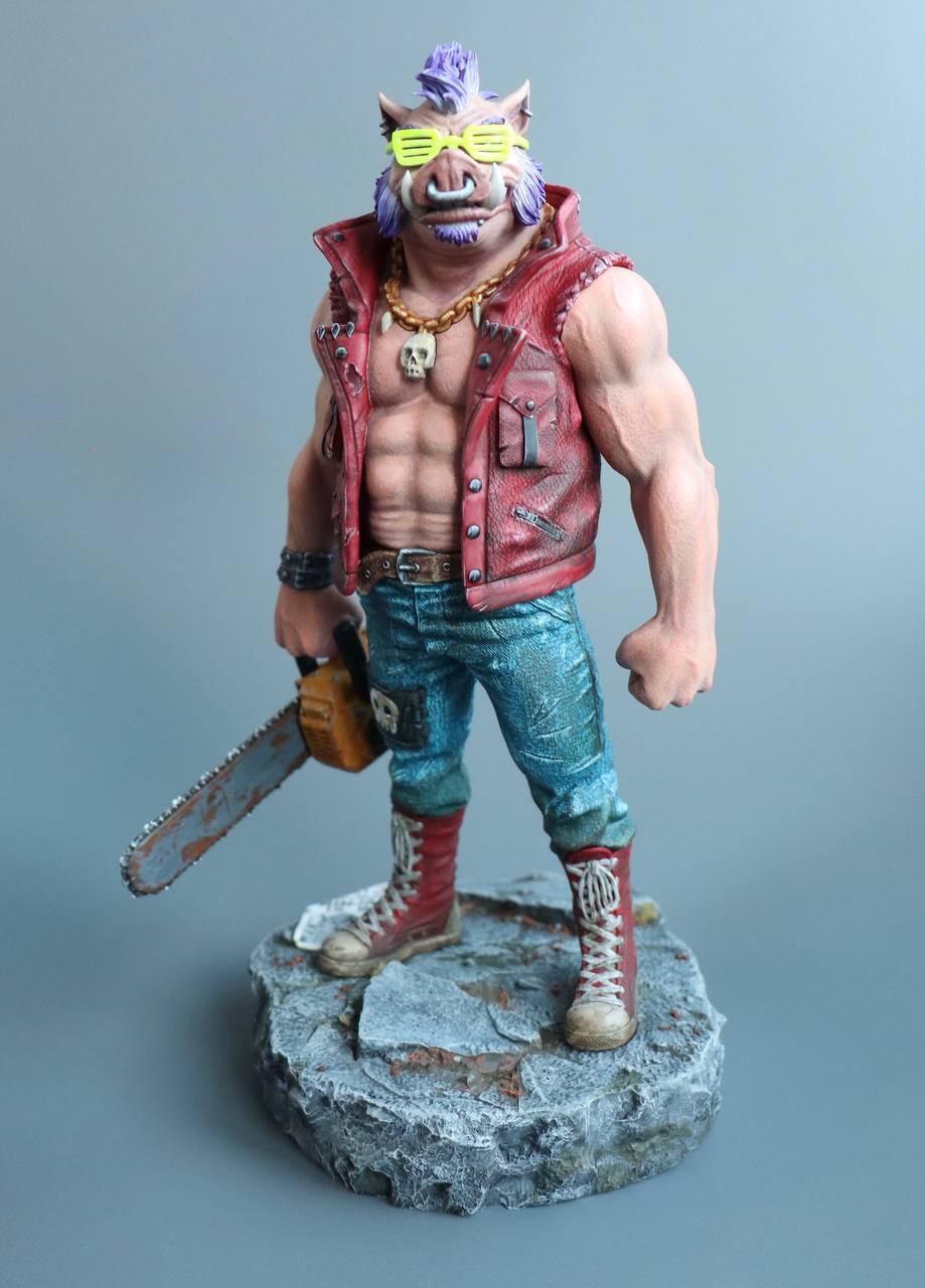 Bebop from Teenage Mutant Ninja Turtles (with removable glasses) - My, Needlework with process, Figurines, 3D печать, Needlework, Painting miniatures, Miniature, Teenage Mutant Ninja Turtles, Bebop and Rocksteady, Longpost