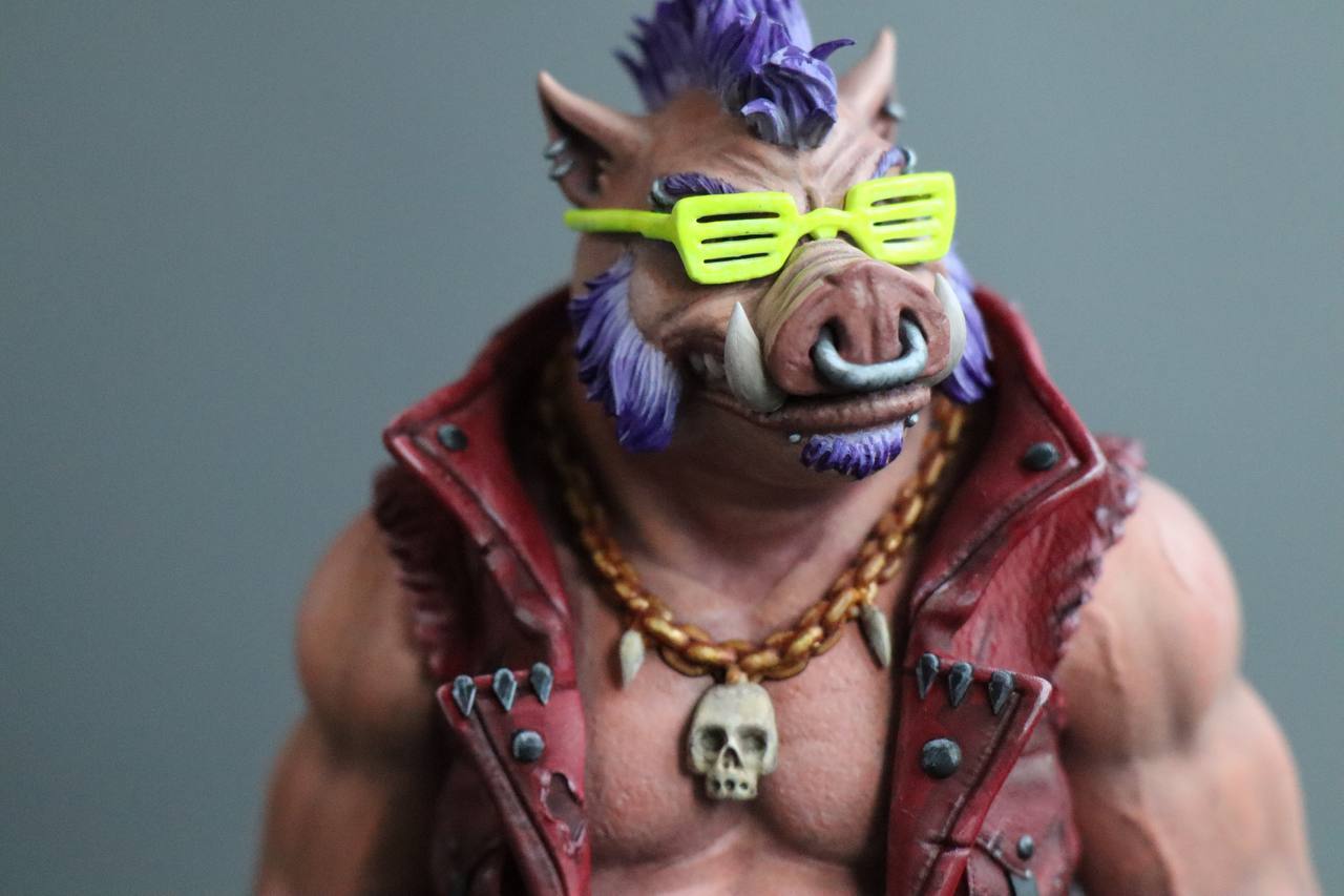 Bebop from Teenage Mutant Ninja Turtles (with removable glasses) - My, Needlework with process, Figurines, 3D печать, Needlework, Painting miniatures, Miniature, Teenage Mutant Ninja Turtles, Bebop and Rocksteady, Longpost