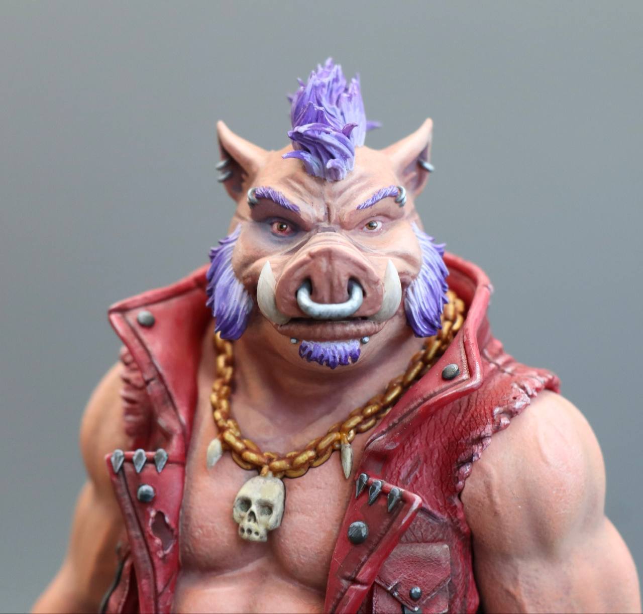 Bebop from Teenage Mutant Ninja Turtles (with removable glasses) - My, Needlework with process, Figurines, 3D печать, Needlework, Painting miniatures, Miniature, Teenage Mutant Ninja Turtles, Bebop and Rocksteady, Longpost