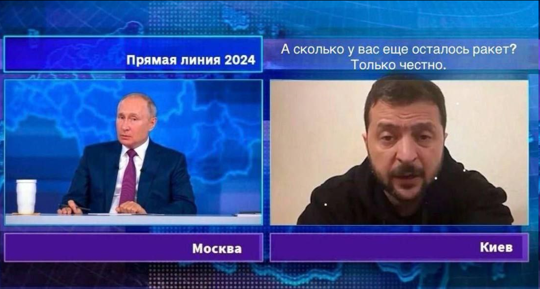 Direct Line with Vladimir Putin - Humor, Picture with text, Politics, Direct line with Putin, Hazelnut (rocket), Vladimir Putin, Vladimir Zelensky