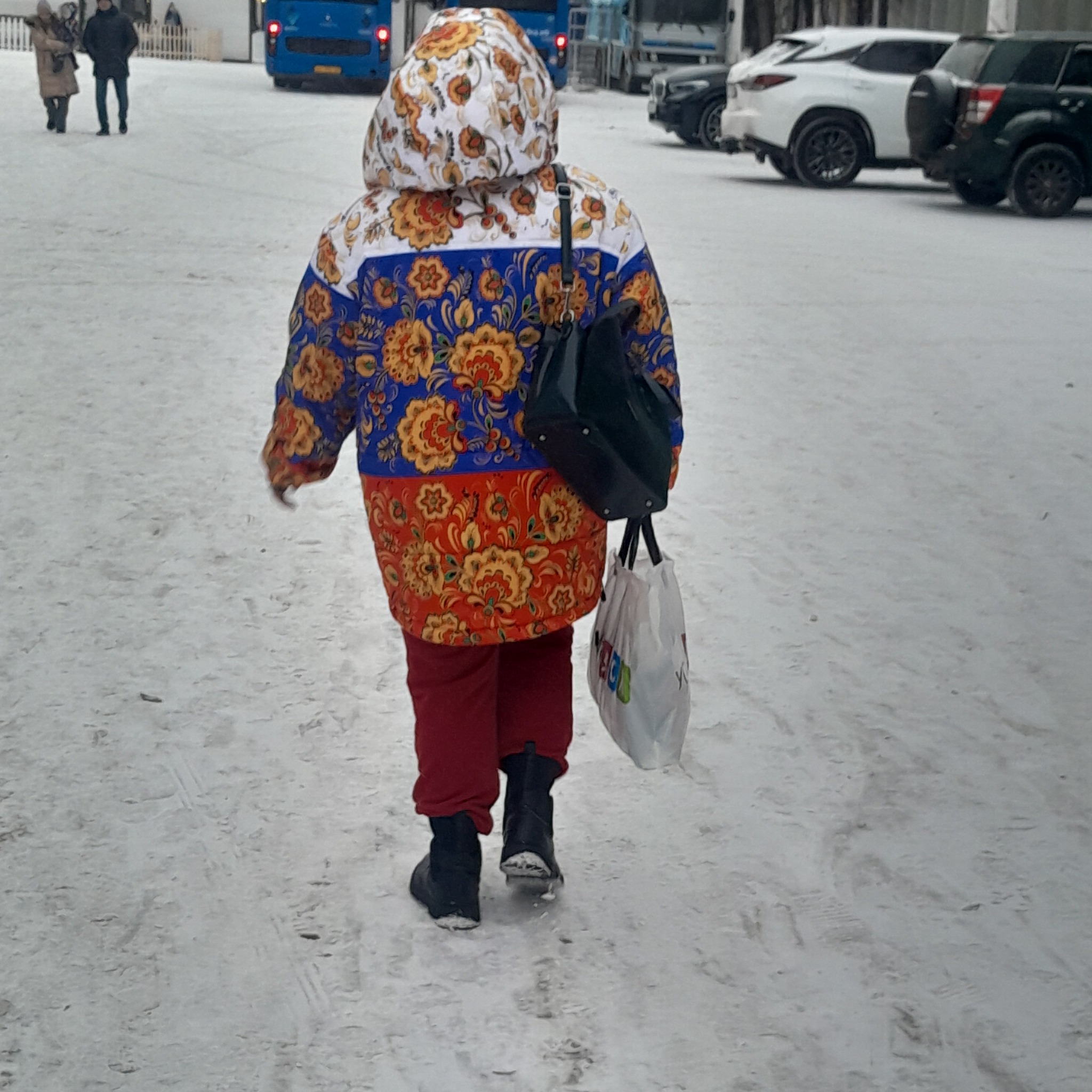 The most patriotic jacket I've ever seen) - My, The photo, Patriotism, Jacket, Flag, Khokhloma, Winter