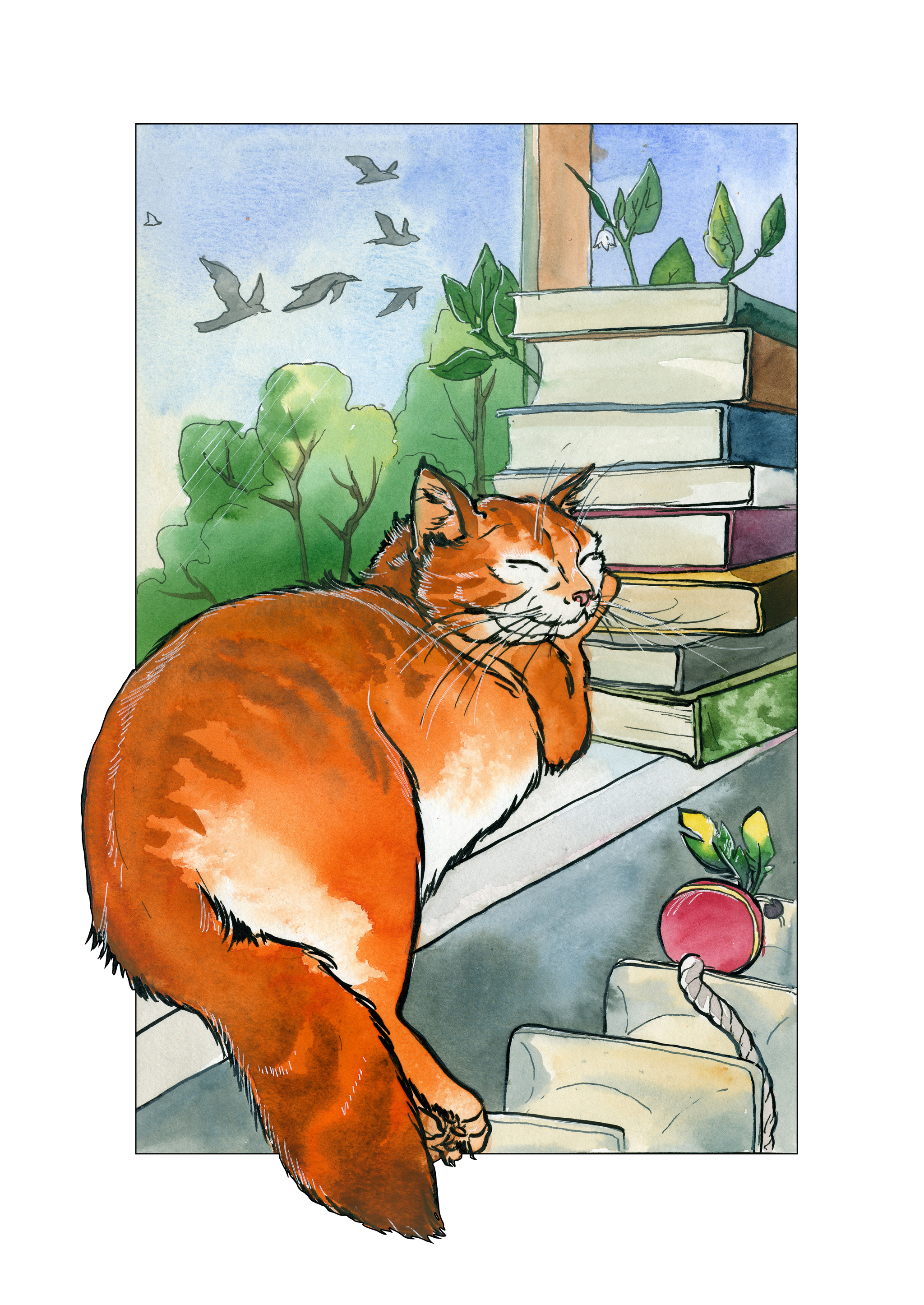 Cats in the workshop - My, Painting, Watercolor, Kai Yara, cat, Fat cats, Workshop, Animalistics