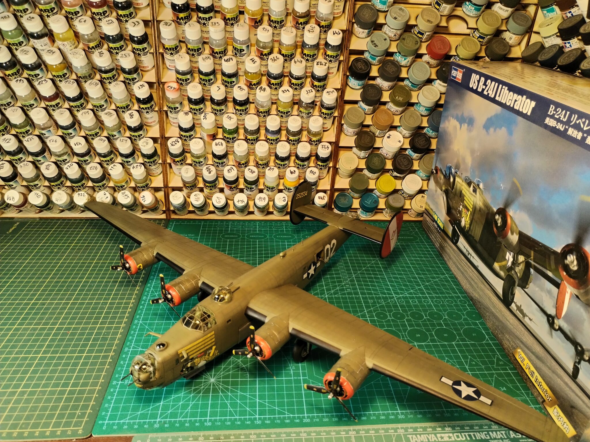 US B-24J Liberator  1/48 Hobby Boss - Моё, Стендовый моделизм, Масштабная модель, Моделизм, Коллекционирование, Вторая мировая война, Авиация, Длиннопост