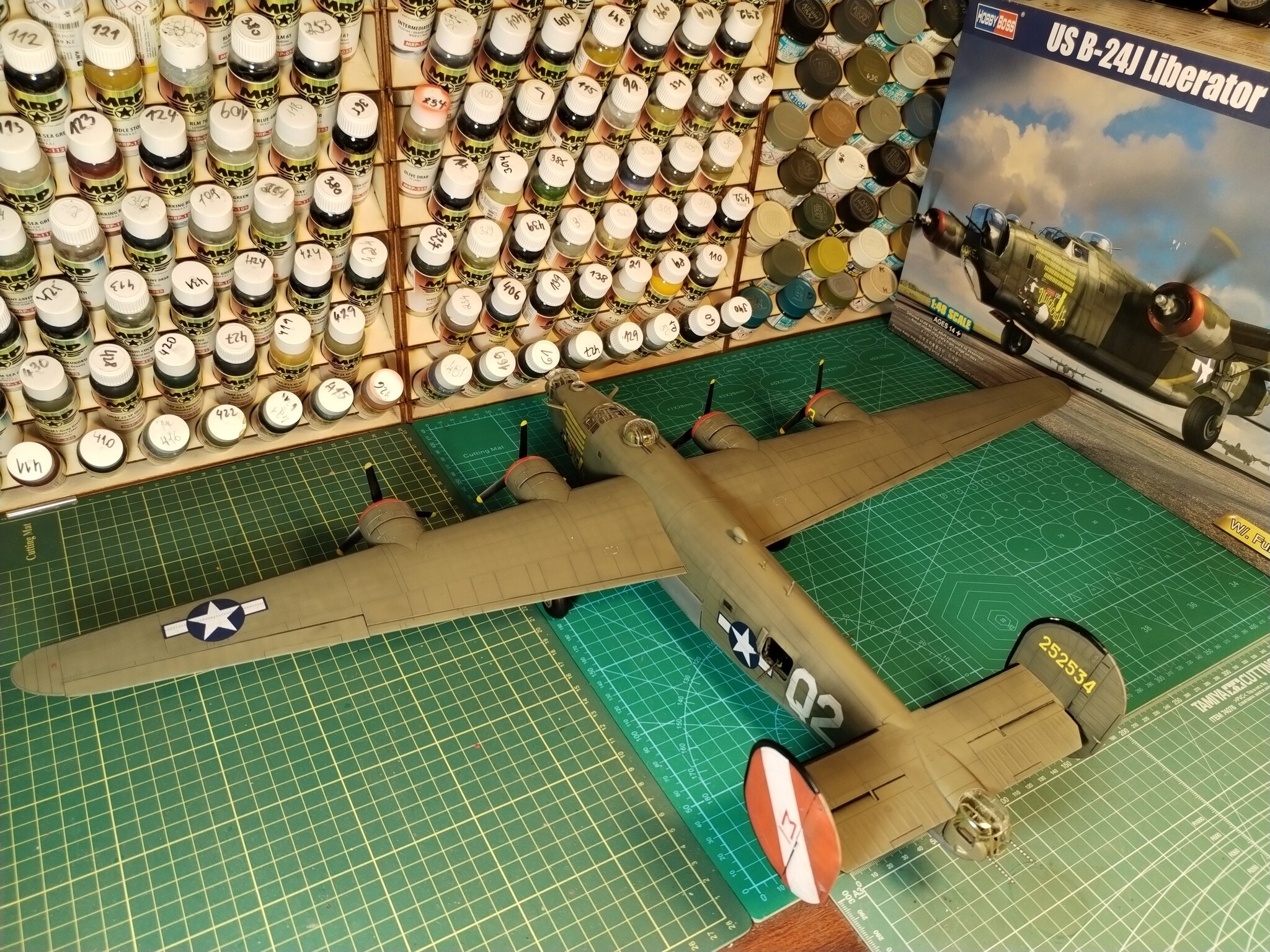 US B-24J Liberator  1/48 Hobby Boss - Моё, Стендовый моделизм, Масштабная модель, Моделизм, Коллекционирование, Вторая мировая война, Авиация, Длиннопост