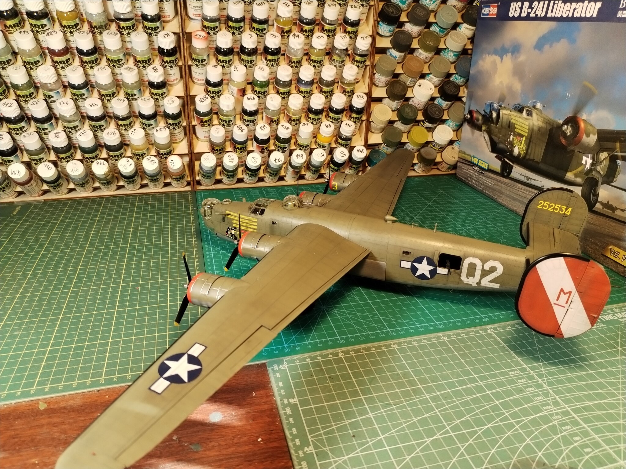 US B-24J Liberator  1/48 Hobby Boss - Моё, Стендовый моделизм, Масштабная модель, Моделизм, Коллекционирование, Вторая мировая война, Авиация, Длиннопост