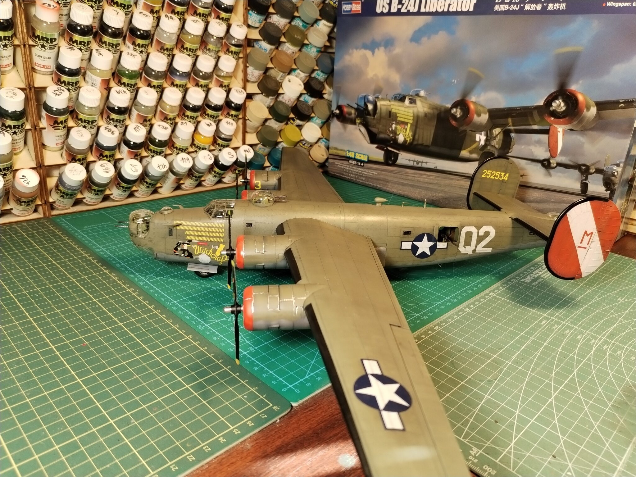 US B-24J Liberator  1/48 Hobby Boss - Моё, Стендовый моделизм, Масштабная модель, Моделизм, Коллекционирование, Вторая мировая война, Авиация, Длиннопост