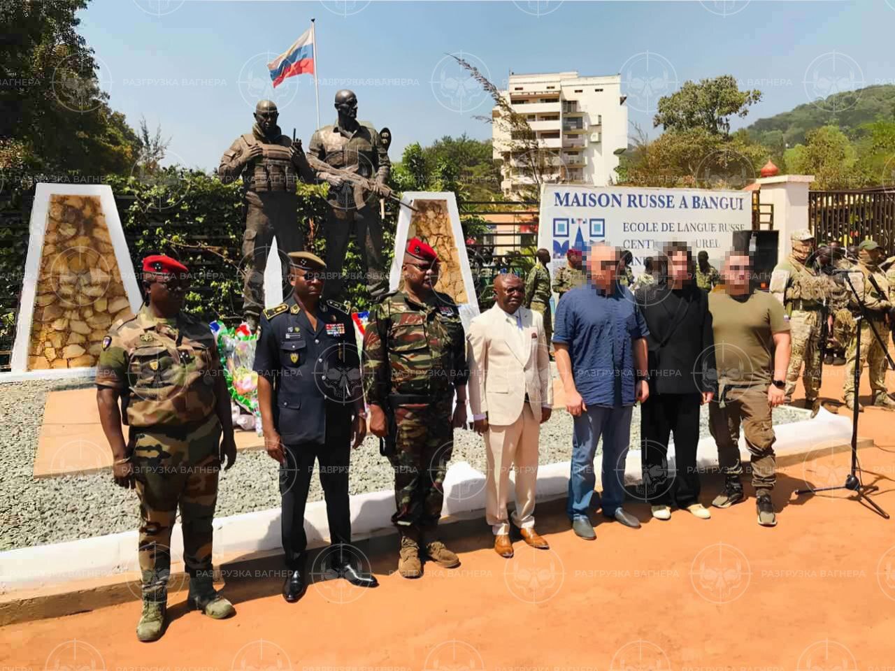 The grand opening of the monument to Heroes of Russia Yevgeny Prigozhin and Dmitry Utkin took place in Bangui - PMC Wagner, Monument, Evgeny Prigozhin, Dmitry Utkin (Wagner), CAR, Africa, Heroes, Memory, Telegram (link), Longpost, Politics