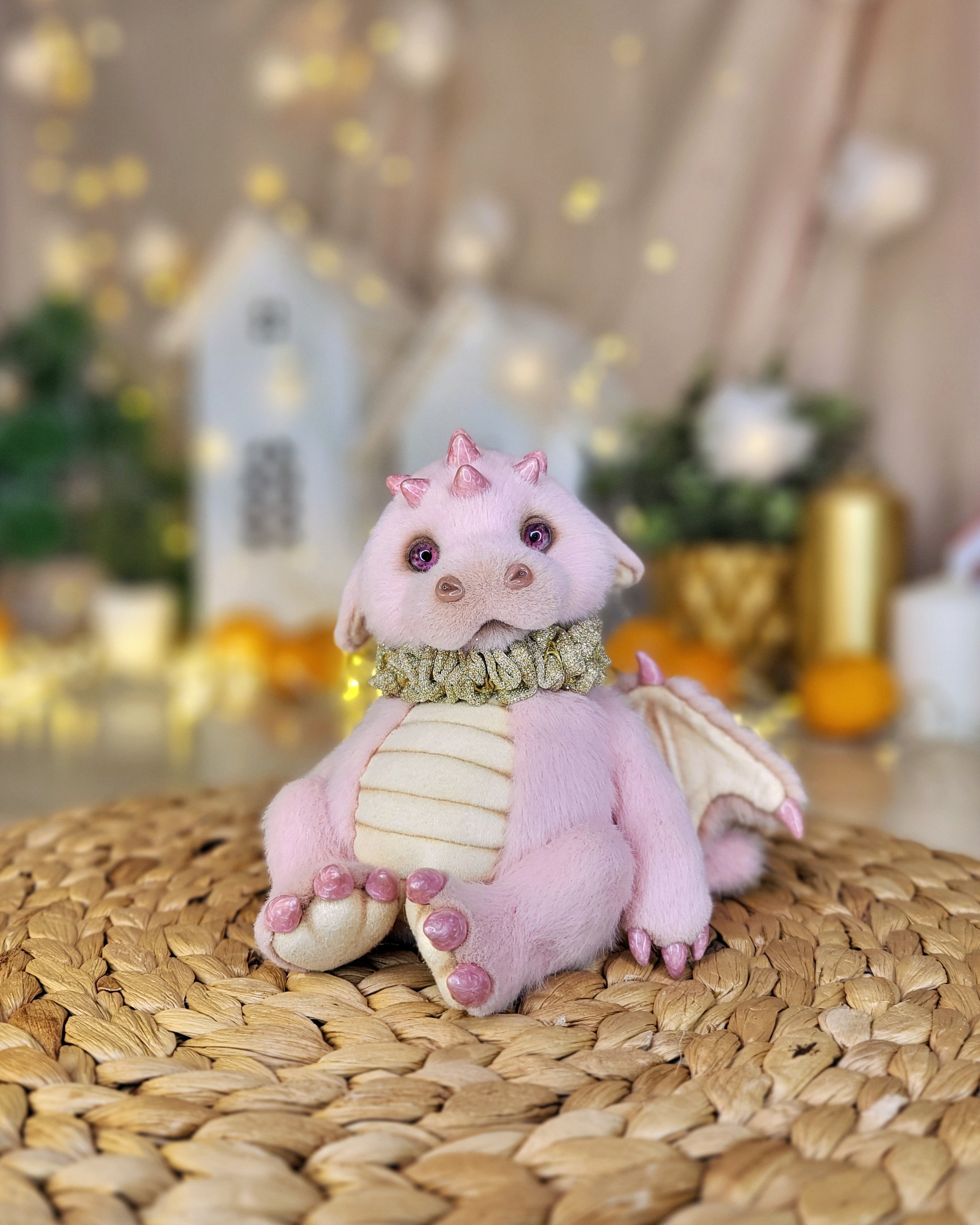 Handmade dragon toy (teddy) - My, The Dragon, Author's toy, Teddy's friends, Sewing, Needlework, Pink, Longpost