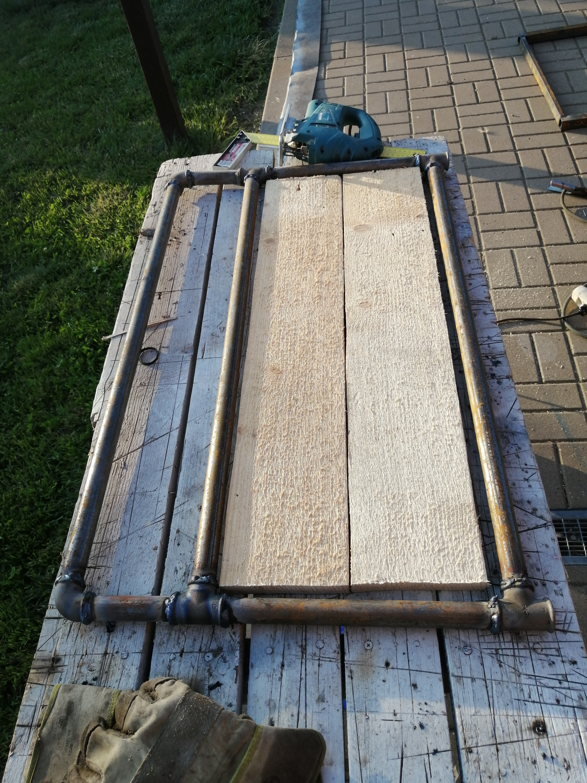 Bed for a 9 year old son - My, Metal products, Bed, Baby bed, With your own hands, Welding, Wood products, Master, Longpost