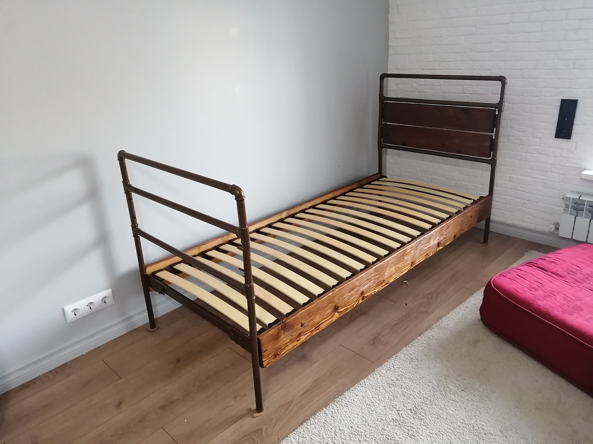 Bed for a 9 year old son - My, Metal products, Bed, Baby bed, With your own hands, Welding, Wood products, Master, Longpost