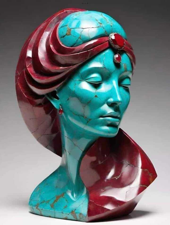 Bust of a woman in a turban - Sculpture, Modern Art, Museum, Neural network art