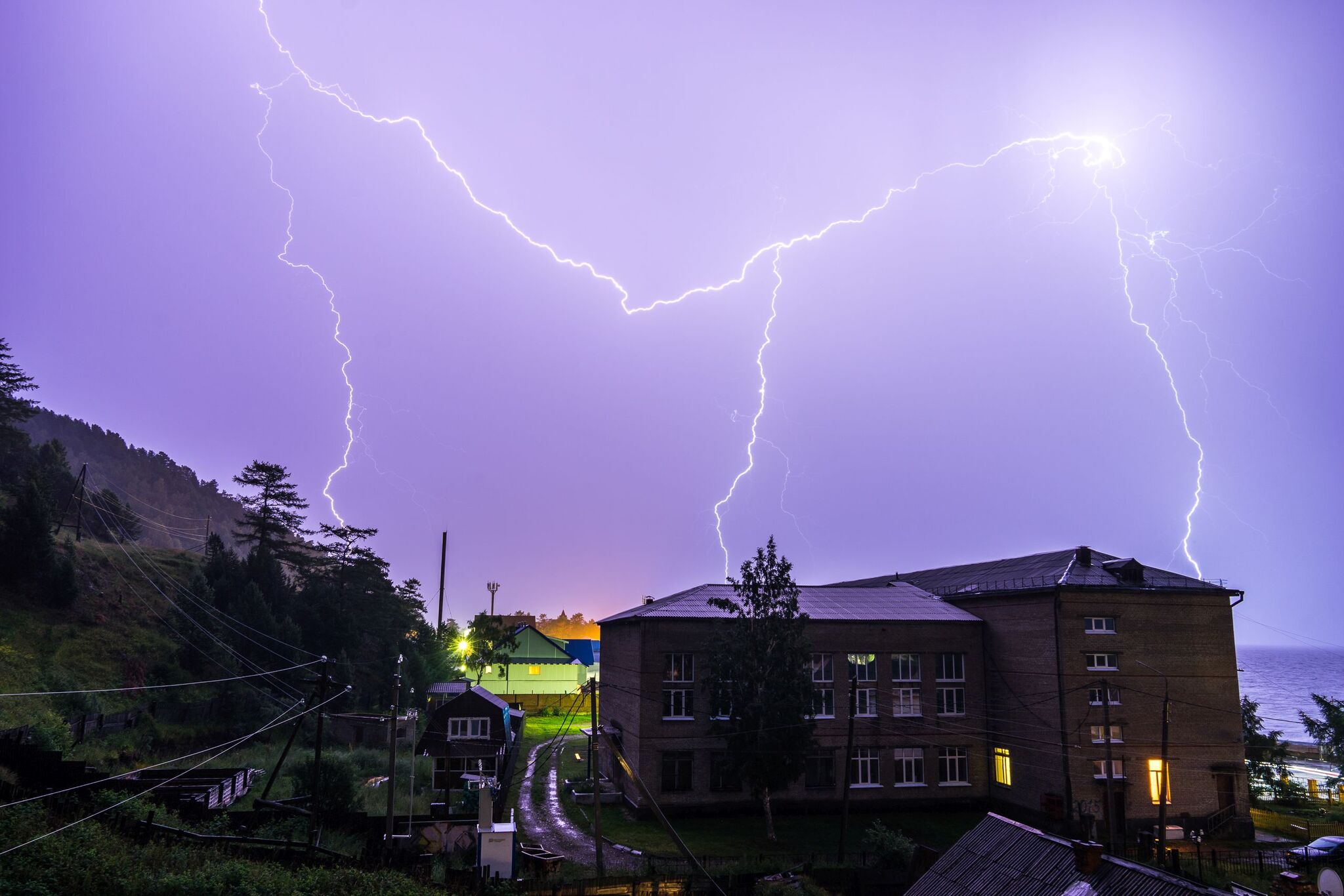 Night in Listvyanka - My, The photo, Russia, Travels, Thunderstorm, Baikal, Listvyanka