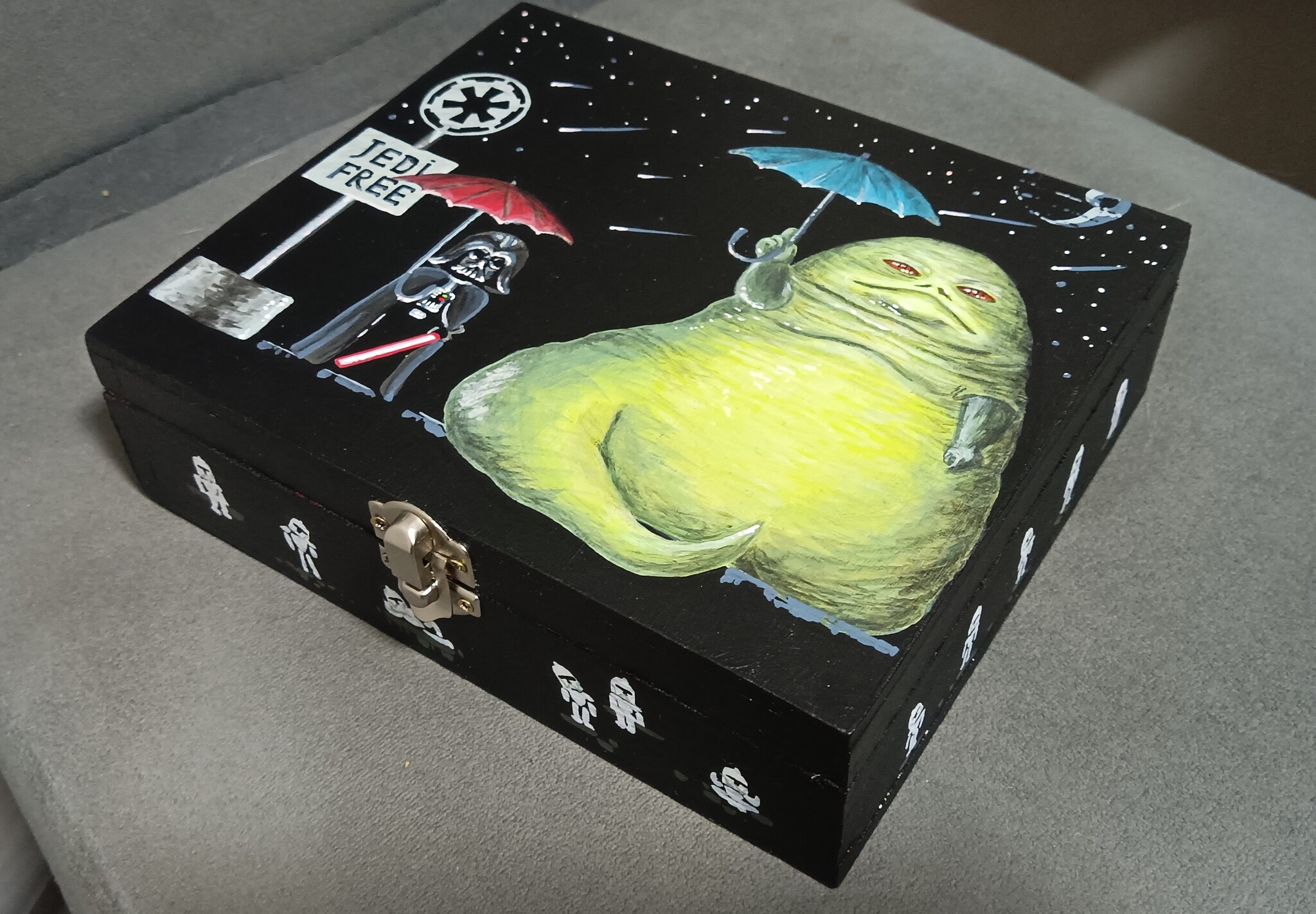 The Box from the Dark Side - My, Star Wars, Needlework without process, Painting on wood, Acrylic, Longpost, Hayao Miyazaki